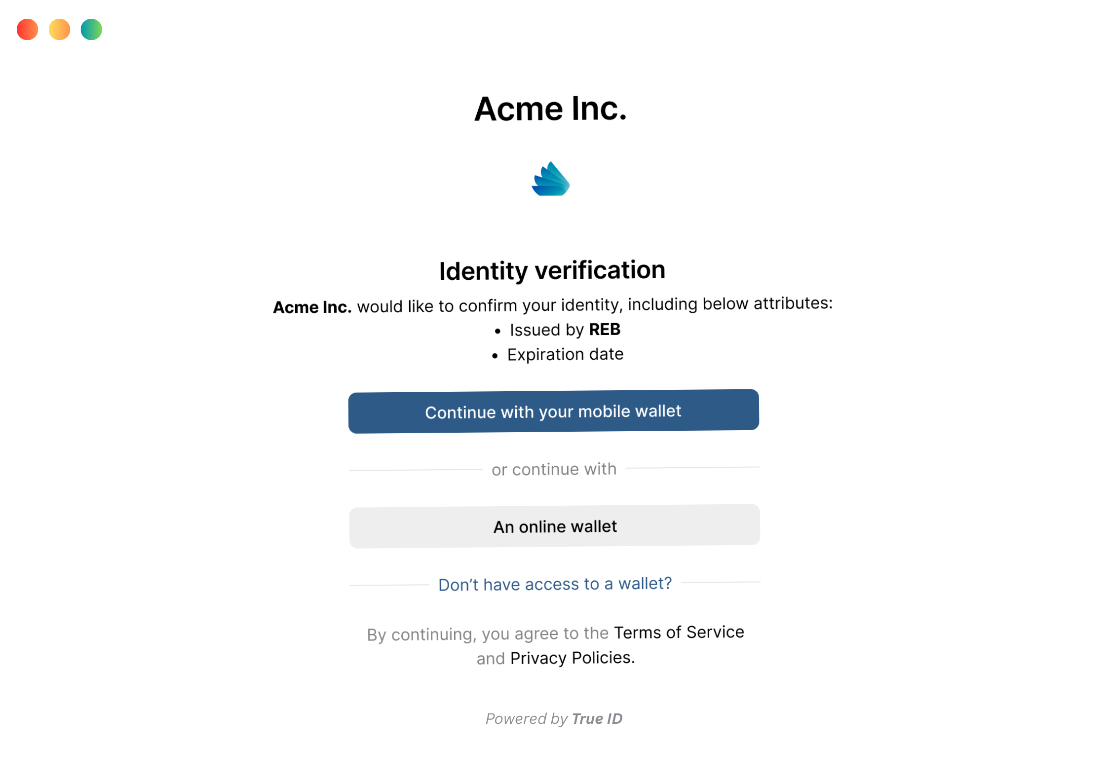 True ID mobile app interface